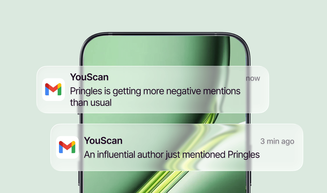 Phone showing mention alert notifications