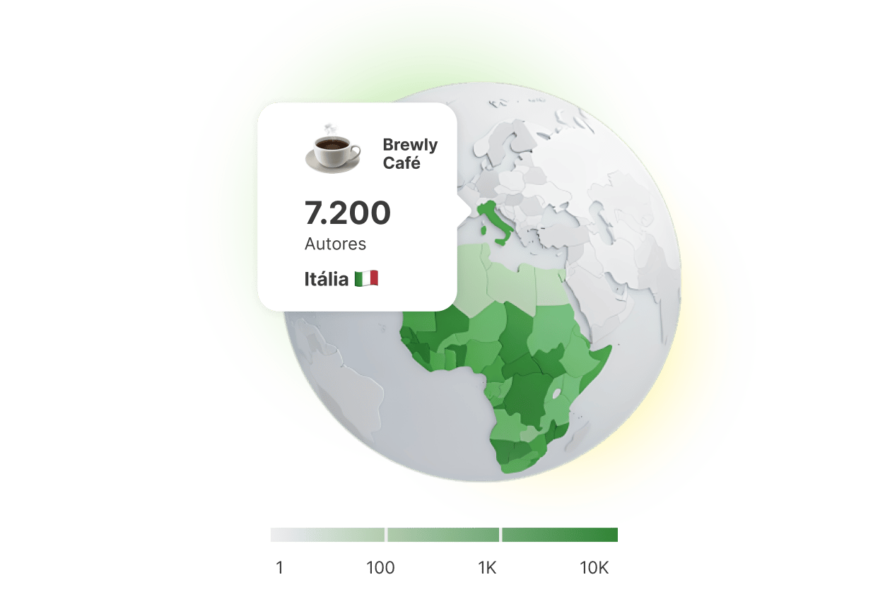 Geographic distribution: 7,200 authors in Italy for Brewly Coffee