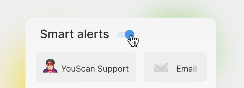 Smart alerts setup with YouScan Support and Email notification options